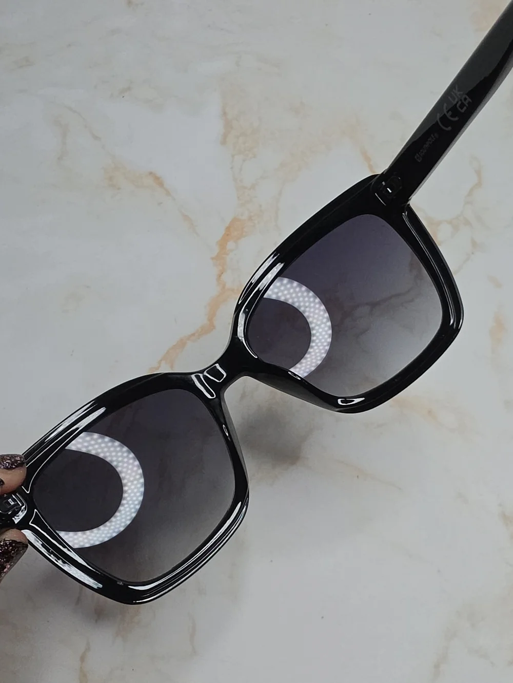 Southpole Black Rhinestone Square Sunglasses